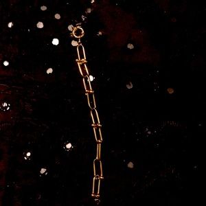 🔥! Cutting edge: industrial-horse bit-paper clip gold tone chain bracelet 7.5”